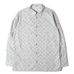 HERMES エルメス シャツ グレー サイズ:43 | セリエボタン付き フラワーチェック シェーヌダンクルロゴ コットン ボタンシャツ | トップス カジュアルシャツ 長袖 | フランス製【メンズ】【中古】