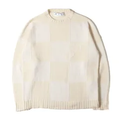 OFF-WHITE オフホワイト ニット アイボリー サイズ:Ｍ | ブランドロゴ チェッカーボード クルーネック ウール ニット (Checkerboard Logo Intarsia Sweater) | トップス セーター【メンズ】【中古】のサムネイル