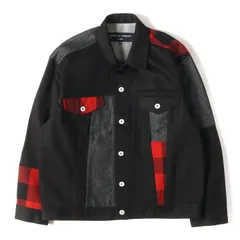 【美品】COMME des GARCONS HOMME コム デ ギャルソン オム ジャケット ブラックインディゴ サイズ:XS | 23AW 異素材 切替 ミックス パッチワーク トラッカー ジャケット | 日本製 アウター ブルゾン 上着【メンズ】【中古】