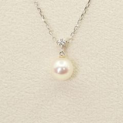 新品K18WG アコヤパール ダイヤモンドリボン ネックレス ピアス セット 