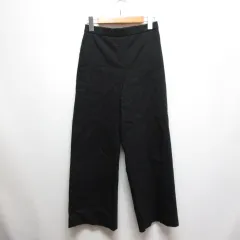 セオリー Theory 麻リネン混 ストレッチ ワイド パンツ XS 黒 ブラック ウエストゴム