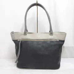 ケイトスペード KATE SPADE トライカラー トート バッグ 牛革 レザー ワンショルダー ベージュ 黒 グレー 裏地付き