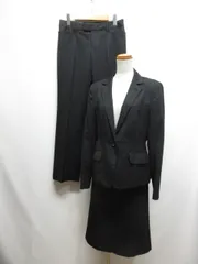 エヌラインプレシャス n-line Precious 洋服の青山 ジャケット スカート パンツ スーツ 3点セット 13/11 黒 ブラック ストライプ柄 春夏用