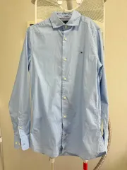 XS Tommy Hilfiger トミーヒルフィガー シャツ ユニセックス スリムフィット ポプリン スカイブルー