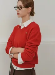 LOOKAST Vネック ニット レッド