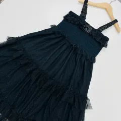 160cmオススメ ウエスト ギャザー ブラック ONE PIECE