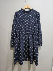 1+1 earth music&ecology) ネイビー ドット ONE PIECE S