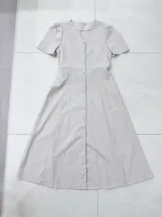 Vネック くるみボタン ロング ONE PIECE