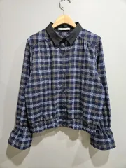 1+1 RAY CASSIN ) ブルーCHECK シャツ ジャケット F