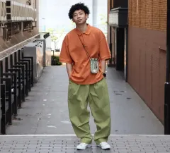 KEBOZ ケヴォズ オーバーサイズ イージー ワイド チノ パンツ 緑 L