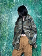 米国軍 ヴィンテージ マウンテンパーカー 緑 サファリ カモフラージュ ミリタリー ジャケット L