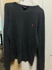 ポロ ダークグレー コットン ニット