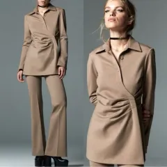 ZARA(ザラ) 茶色 ロング シャツ s