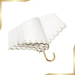 【新品】 hiino kano 超軽量 日傘 おりたたみ傘 レディース 約173g/193g uvカット 完全遮光／遮熱 晴雨兼用傘 植物ラタン製 アルミ製 J型ハンドル かわいい 日傘兼用雨傘 高密生地 超撥水 携帯便利 プレゼント (星柄刺繍・ホワイト 0