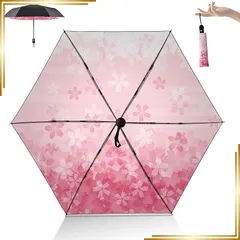 【新品】 アメパンダ 日傘 超軽量 折りたたみ傘 外側真黒 内側デザイン ワンタッチ自動開閉 3段骨 さくら柄 桜柄 サクラ柄 花柄 華柄 はな柄 ハナ柄 ジャンプ傘 折り畳傘 日傘兼用雨傘 軽量 3段骨 涼み傘 UVカット UPF50＋ 100 遮光 折り畳