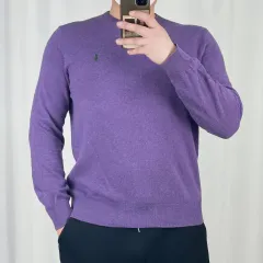 ポロ 紫 見よ メリノウール ニット セーター M 250402