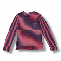 RRL ボーダーカットソー 長袖Tシャツ ダブルアールエル レッド S （9948M）
