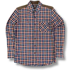 ヴィンテージ オレンジネイビー チェック ワンポケット 長袖 シャツ 95