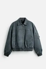 ZARA ZARA(ザラ) スエード 効果 ダークブルー MA-1ジャンパー