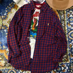 Polo ポロ Ralph Lauren(ラルフローレン) オーバーサイズ レッド 青 タータン チェック ゴバンチェック シャツ