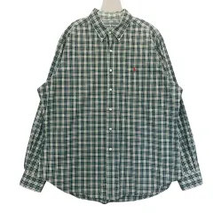 ポロ ラルフローレン グリーンネイビー CHECK クラシックフィット 長袖 シャツ XL