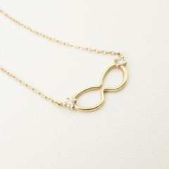 新品 K18 ダイヤモンド ネックレス 0.03ctインフィニティ 刻印入 