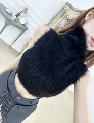 ノースリーブ ファー ハイネック