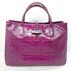 【中古】ロンシャン ロゾ トートバック 型押しレザー×エンジ系 1686158455