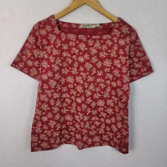 Eddie Bauer エディーバウアー 半袖Tシャツ 総柄 レッド Lサイズ レディース 古着 レトロ アメカジ