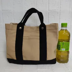 キャンバストートバッグ　マグネット仕切り付き　韓国　オルチャン　ブラウンブラック