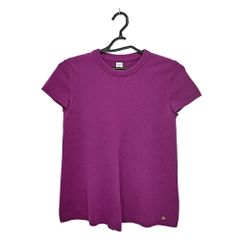 [Meito] Hermes Short-Sleeved Knit Top, Pink, Size 34, Cashmere, Women's Apparel, Women's Clothing