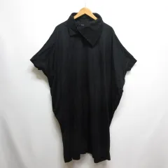ミズイロインド mizuiro ind 襟付き ドルマン コクーン ワンピース 黒 ブラック 五分袖 日本製