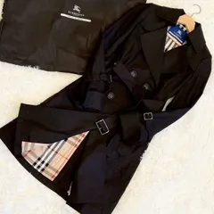 試着程度 新品同様 バーバリーブルーレーベル ブラック トレンチコート