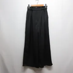 エリー ELLIE 美品 サテン ワイド パンツ S 黒 ブラック ED-24010 ウエストゴム 日本製