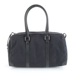 美品 グッチ GG キャンバス 000 0846 レザー トート バッグ ミニ ボストン 肩掛け ショルダー ハンド 黒 レディース MRE DK23-2【中古】