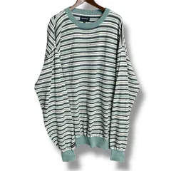DESCENDANT ディセンダント CREW NECK KNIT クルーネックニット セーター コットンニット ニット トップス ストライプ柄 ミントグリーン ホワイト 白 サイズ4 メンズ 春 ゴーゴー古着マルイ北千住店 39 No.1832のサムネイル