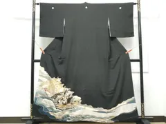 平和屋着物■豪華黒留袖　駒刺繍　船　金彩　正絹　逸品　CABD5418th