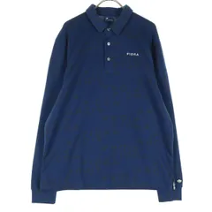 美品 FIDRA フィドラ ワンポイントロゴ 総柄 ゴルフ 長袖 ポロシャツ XL ネイビー系 メンズ 古着のサムネイル