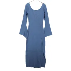 WONEM ウォンエム 長袖 ニット ロングワンピース F ブルー 背中開き レディース 古着