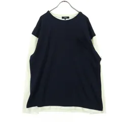 BEAMS HEART ビームスハート 長袖 レイヤード風 カットソー M ネイビー系 ロンT アイボリー レディース 古着