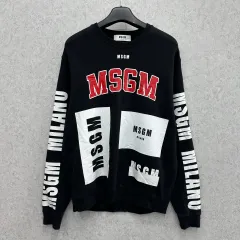 100 MSGM エムエスジーエム メンズ ルーズフィット プリンティング スウェット