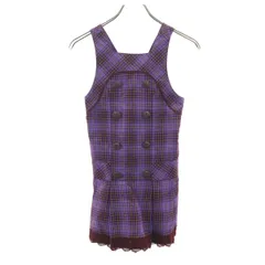 ANNA SUI mini アナスイ ミニ チェック柄 ノースリーブ ワンピース 130 パープル キッズ 古着