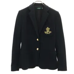 LAUREN RALPH LAUREN ローレンラルフローレン 金ボタン テーラードジャケット S ブラック ブレザー レディース 古着