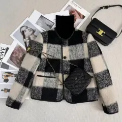 キルティング裏地 チェック柄 長袖 コート ジャケット 出品 (新品)