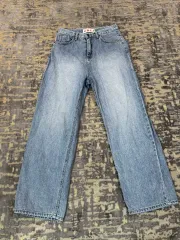 ootj ヴィンテージ ウォッシュ ワイド デニム パンツ ライトブルー M