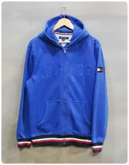 L Tommy Hilfiger(トミーヒルフィガー) ビッグロゴ 裏起毛 フード付き ジップアップパーカー （ 20 %セール)