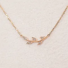 アガット ローレル K10 月桂樹 ネックレス ダイヤ/24-4195