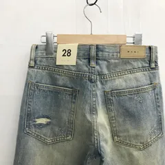 未使用 mnml ミニマル M1 VINTAGE DENIM M2017-D211 ヴィンテージ加工 ダメージ加工 クラッシュジーンズ 28 インディゴ ボタンフライ 裾ZIPジップ メンズ ファッション _232023