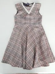 子供) チェックフレア レイヤード ワンピース