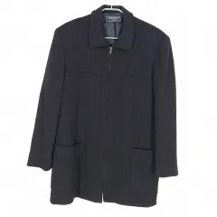 モラド メンズ ウール 100 % 厚手 ニットジップアップジャケット 黒 （ HU34928 ）